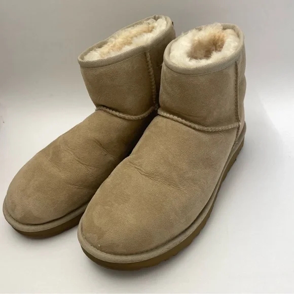 Ugg Classic Mini Sheepskin Two Toned Low Boot Women's Size 11 Pink And Tan Combo - Picture 9 of 9